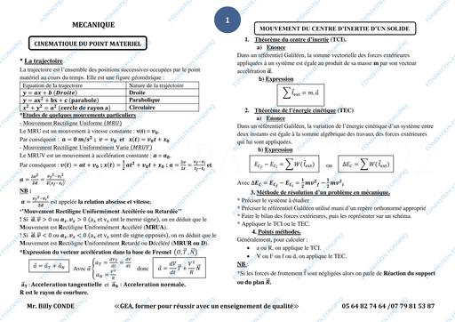 PC resumé des cours prepa BAC 2023 pdf