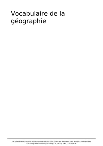 Vocabulaire geographie