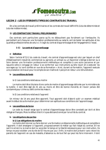 Les differents types de contrats de travail - Tle G1 et G2