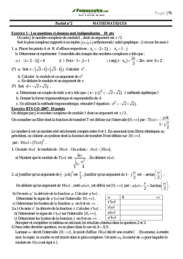 Partiel (2) corrigé de Maths - BTS