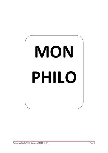 Mon Philo Arguments toutes les leçons Tle A by Tehua