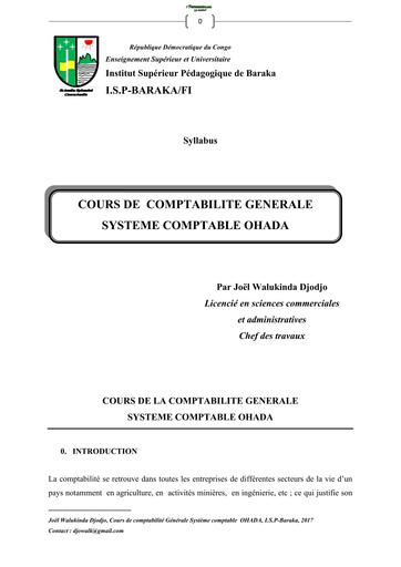 COURS DE COMPTABILITE GENERALE SYSTEME COMPTABLE OHADA by TEHUA