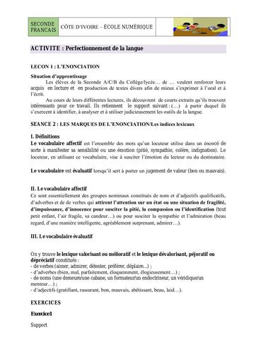 6 P L 2nde ENONCIATION les indices lexicaux (2)