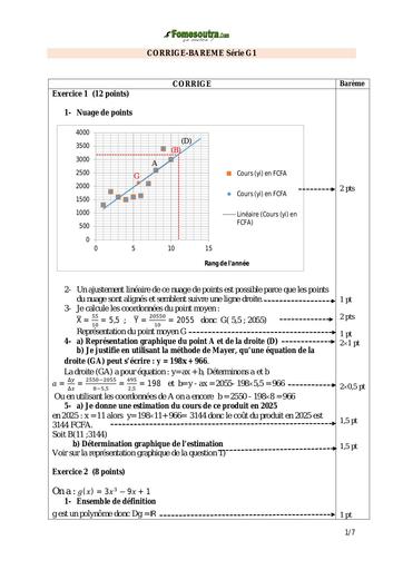 Bac blanc 2025 Corrigé barème Maths Série G1 dren Bouaflé by Tehua