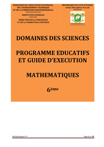 Programmes éducatifs et guides d’exécution Mathématiques 6eme