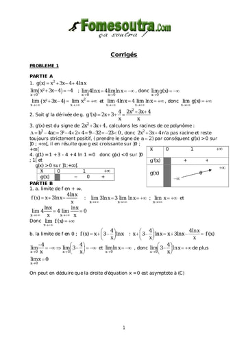 Corrigé TP 14 Fonction Logarithme Népérien niveau Terminale Scientifique