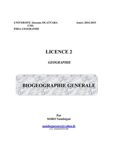 Biogéographie L2 géographie