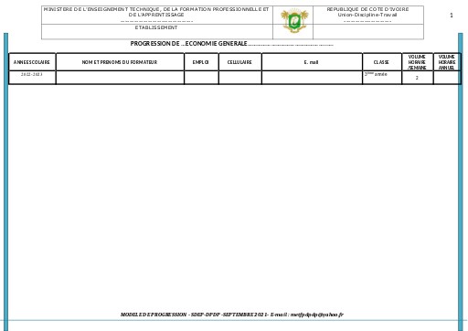 MODELLE DE PROGRESSION 3 BT ECO GLE)