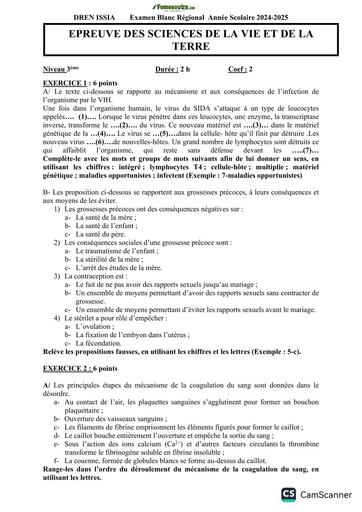 BEPC BLANC REGIONAL AVRIL 2025 SVT SUJET+BAREME DREN ISSIA by TEHUA