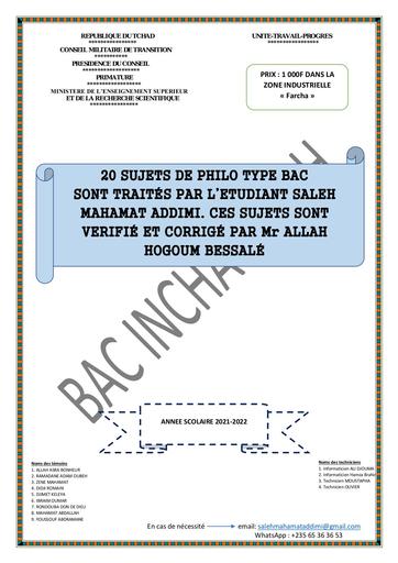 SUJETS TRAITES DE PHILO by Tehua