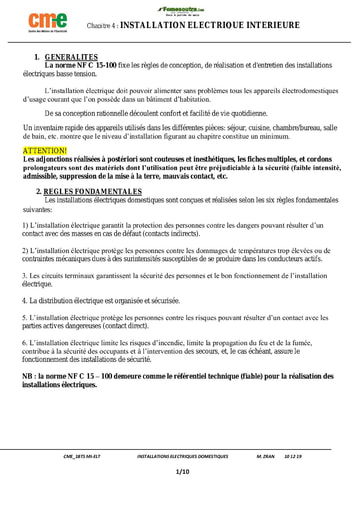 Installation électrique intérieure
