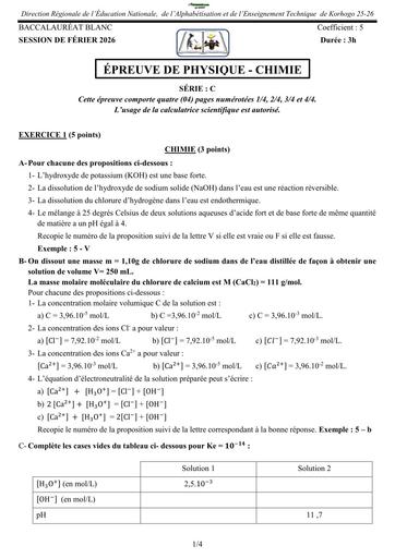 BAC BLANC 2026 DRENA ORHOGO SUJET PC SERIE C (SUJET) by TEHUA