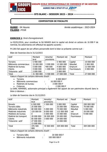 COMPOSITION DE FISCALITE FCGE - BTS FC By Ludov Ta'n