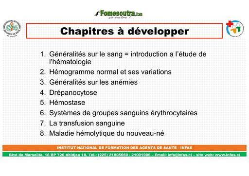 COURS HEMATO INFAS L1 IDESF 2022 by TEHUA