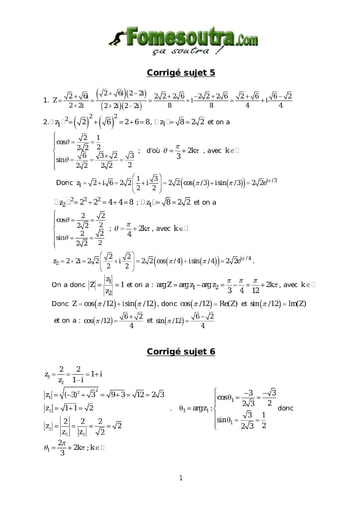 Corrigé TP 5 nombres complexes et transformation du plan maths niveau Terminale D