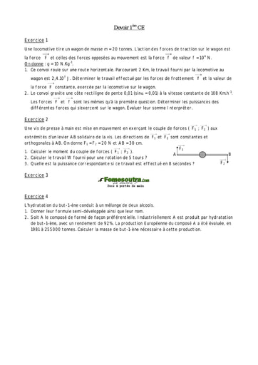 Devoir (9) de Physique-chimie 1ère C EMPT Bingerville