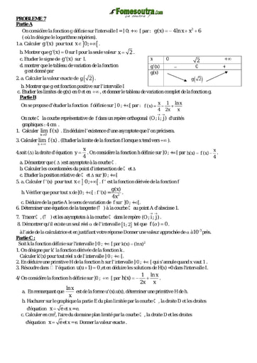 Problème 7 de maths niveau Terminale scientifique et BTS