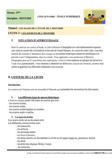 6ème H2 Les sources de lhistoire