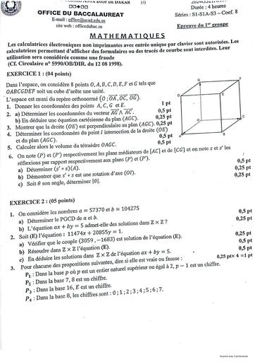 Sujet Tle S1Maths Bac 2024 Dakar BY TEHUA