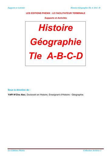 FACILITATEUR LIVRET D'ACTIVITES Tle A B C D HG EDITION PHENIX collection ARCHIVE 2 BY TEHUA