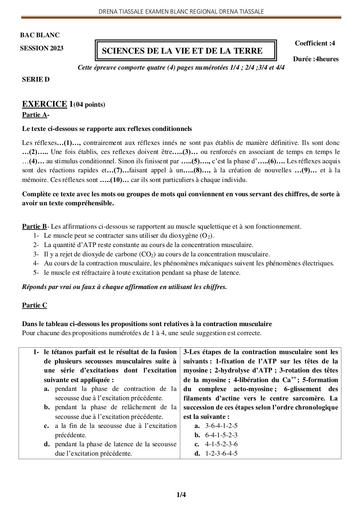 SVT BAC D Tiassale 2023 sujet by Tehua