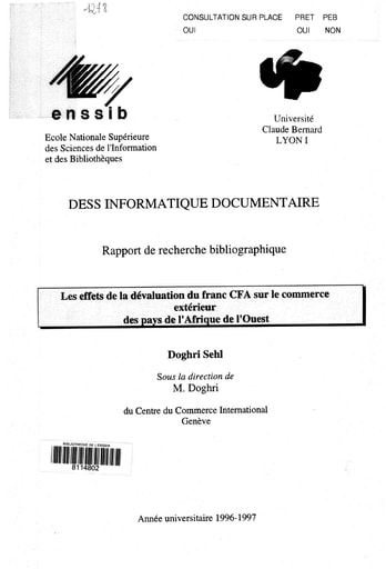 Les effets de la devaluation du frauc CFA sur le commerce