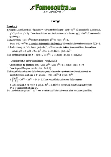 Corrigé TP 7 équations différentielles maths niveau Terminale D