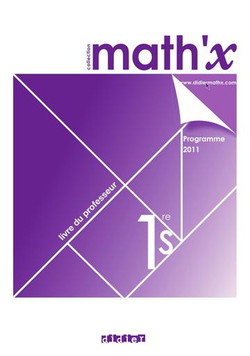 Livre de maths 1iere S collection Math'x by Tehua