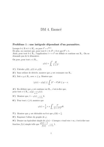 DM 4   énoncé   intégrales, irrationalité de pi