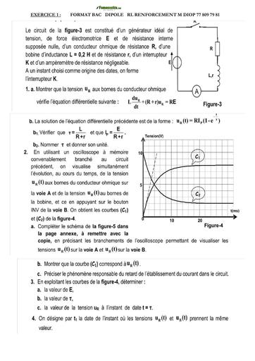 EXERCICE 1 DIPOLE RL RENF ET CORRIGE by Tehua