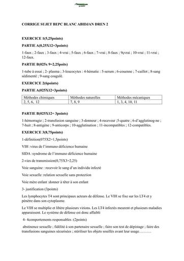 BEPC BLANC 2026 DRENA ABIDJAN 2 SUJET SVT (BAREME) by TEHUA