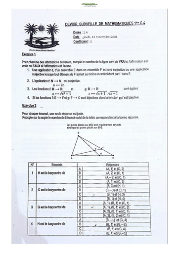 Sujet de Math Première C 2021-2022