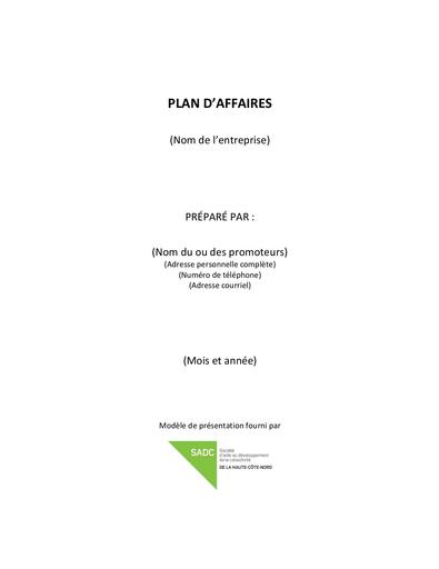 PUISSANT EXEMPLAIRE PLAN D'AFFAIREs PROJET by DJAHA