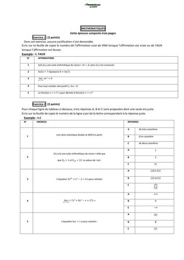 BAC BLANC 2023 SUJET DE MATHS SERIE A2 BY TEHUA
