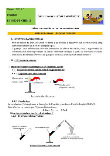 2nd AC C1 Lélément chimique