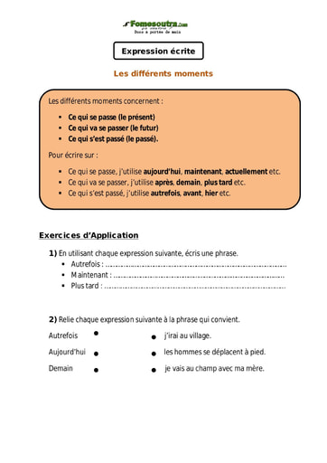 Les différents moments - Cours CE1