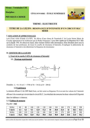 Tle D PHY L14 Résonance d'intensité by Tehua