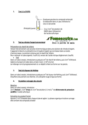 Quelques tests en chimie - Terminale D