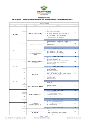 PROGRESSION 2025 MATHS Tle F 4