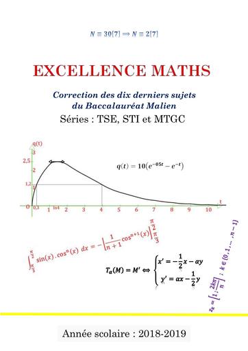 Bac Excellence Maths Tle SE avec corrigé 2009 2018 by Tehua