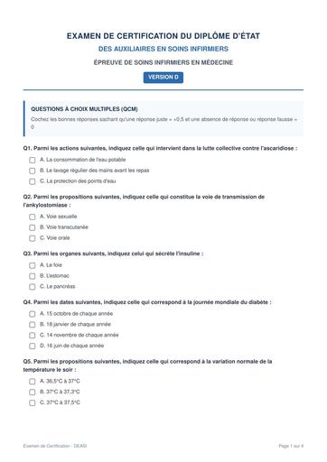 INFAS examen DE soins infirmiers BY TEHUA