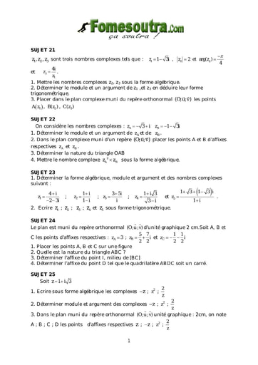 TP 8 nombres complexes et transformation du plan maths niveau Terminale D