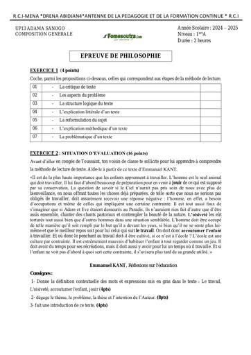 Composition generale Decembre 2024 UP 13 ADAMA SANOGO SUJET DEB PHILO 1iere A by Tehua