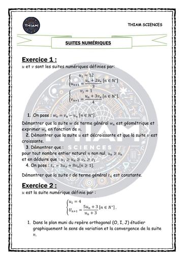 FICHE DE TD MATHS Suites numériques ( THIAM SCIENCES) by TEHUA