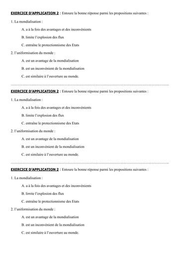 HISTOIRE GEOGRAPHIE 1ière EXERCICE D'APPLICATION 2 G8 BY TEHUA