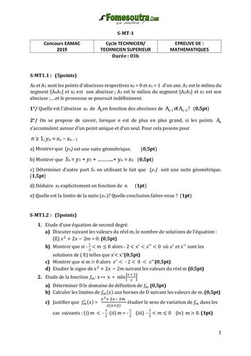 Maths technicien technicien sup 2019 by Tehua