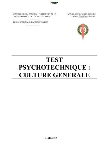 ENA TEST PSYCHOTECHNIQUE Culture Generale 20 by TEHUA