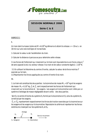 Sujet de Physique-Chimie BAC C et E 2006