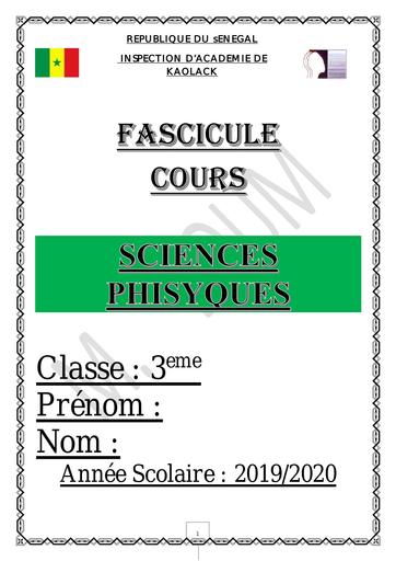 Fascicule et cours pc 3ième