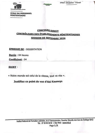 Concours Direct INFJ 2024 Dissertation by TEHUA
